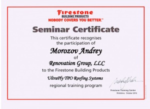 Firestone Certificate UltraPly TPO Roofing System